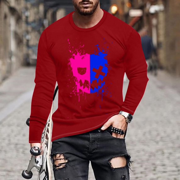 Royisotas Mens Graphic T Shirts Pullover Casual Tops Loose Fit Big and Tall Fashion Long Sleeve Shirts for Men Crewneck