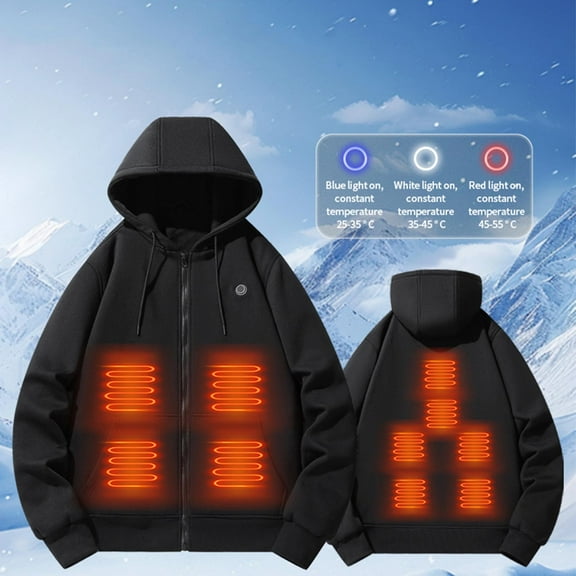 Royisotas Mens Heated Jackets Winter Big and Tall Outwear Zipper Warm Pockets Coats for Men Long Sleeve