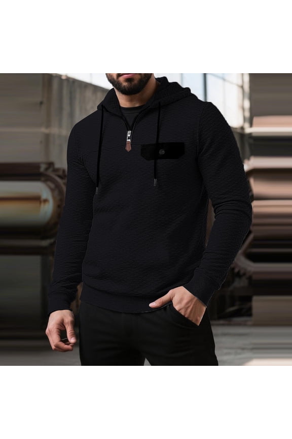 Mens Hoodies Pullover Winter Hooded Sweatshirts Zipper Solid Color Warm Long Sleeve Oversized Tops for Men