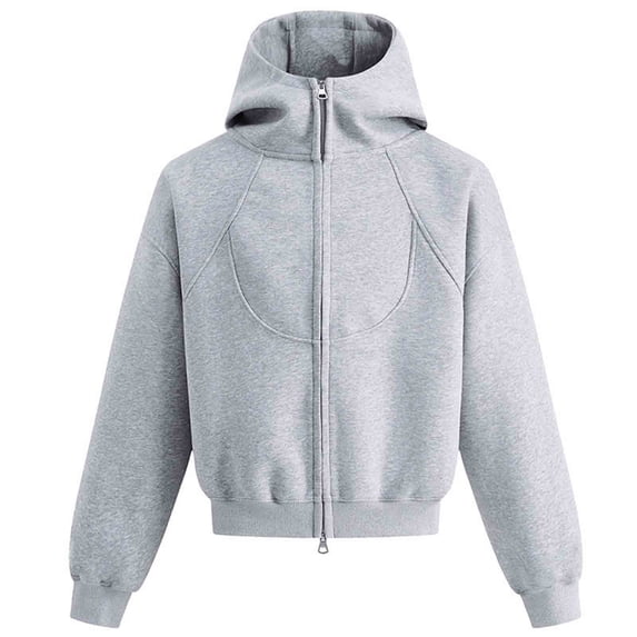 Royisotas Mens Hoodies with Pockets Winter Long Sleeve Hooded Sweatshirts Loose Plain Gray Fashionable Oversized Tops for Men Zip Up