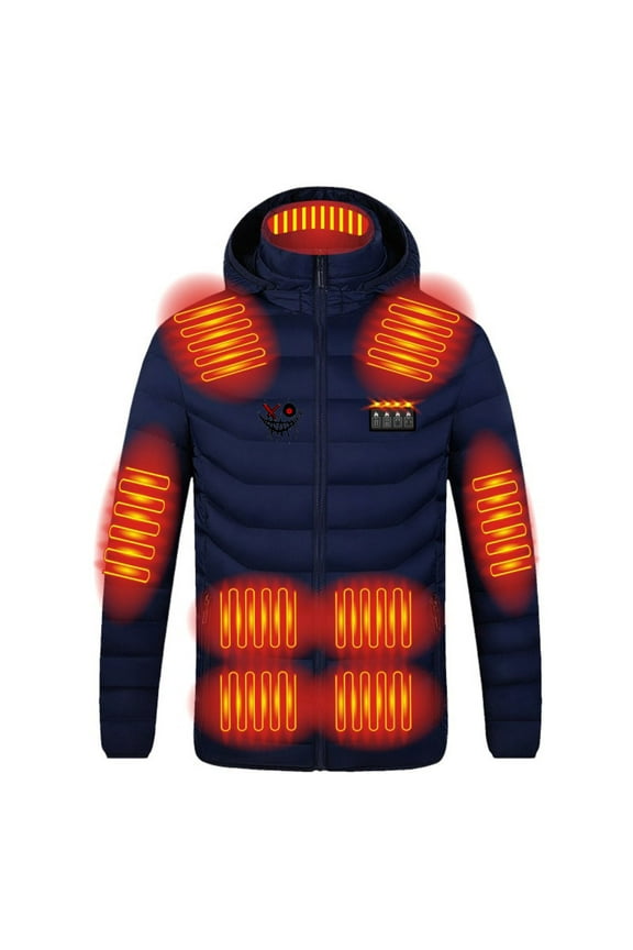 Mens Jackets Zipper Solid Color Outwear Puffer Lightweight Pockets Heated Coats for Men Warm