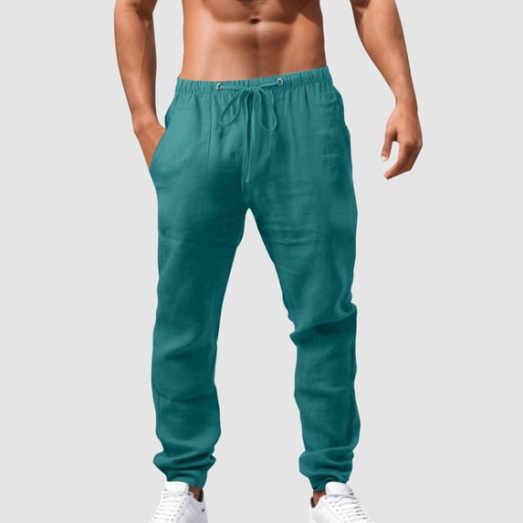 Royisotas Mens Loose Fit Pants Winter with Pockets Big and Tall Elastic Waist Pants for Men