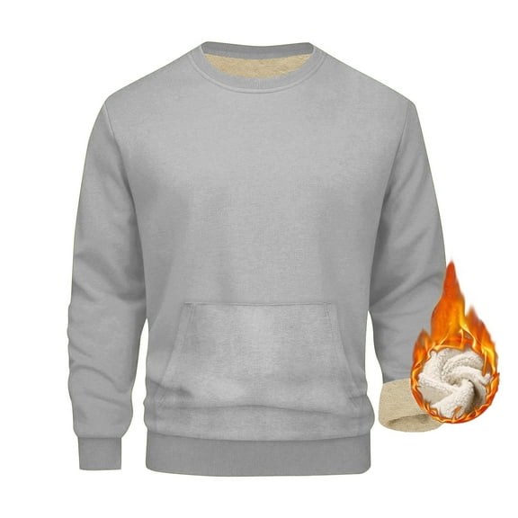 Royisotas Mens Pullover T Shirts with Pockets Tops Big and Tall Long Sleeve Casual Fleece Crewneck Shirts for Men