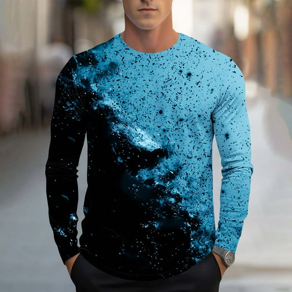 Royisotas Mens Shirts Athletic Winter Tops Long Sleeve Big and Tall Pullover Graphic Casual T Shirts for Men Crewneck