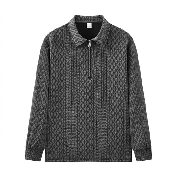 Royisotas Mens Shirts Long Sleeve Business Fashion Shirt Zipper Polo Tops for Men Collared