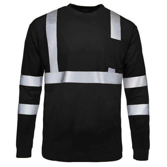 Royisotas Mens Shirts Winter Pullover Tops Big and Tall Long Sleeve Reflective Black Workwear for Men Crewneck