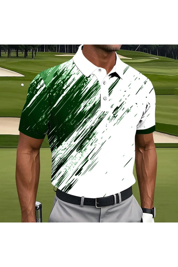 Mens Short Sleeve T Shirts Golf Big and Tall Summer Polo Graphic Shirts for Men
