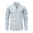 thumbnail image 1 of Royisotas Mens Striped Shirts Dress Casual Shirt Turndown Collar Long Sleeve Tops for Men Formal, 1 of 2