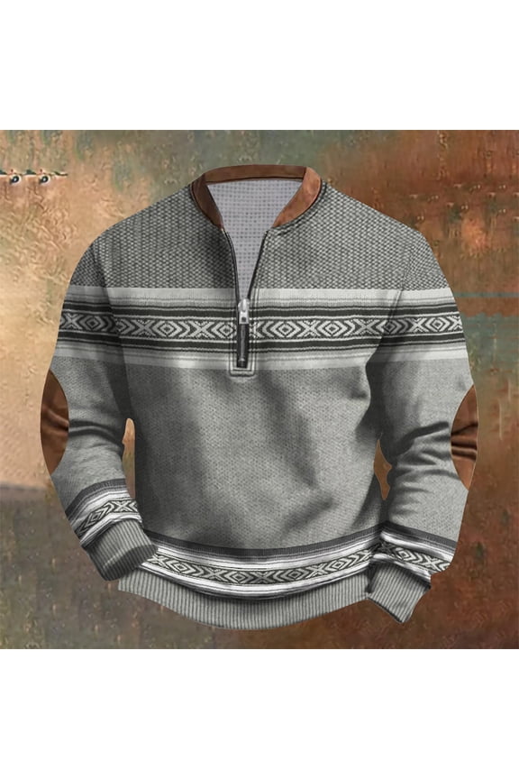 Mens T Shirts Long Sleeve Zipper Tops Vintage Casual Crewneck Fashion Big and Tall Shirts for Men Loose Fit