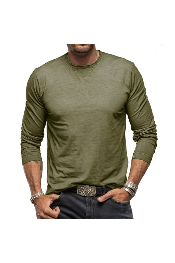 Mens T Shirts Pullover Tops Long Sleeve Casual Big and Tall Loose Fit Fashion Shirts for Men High Elasticity