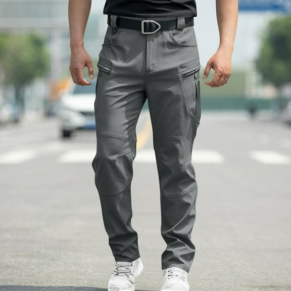 Royisotas Mens Waterproof Pants Work Gray Winter Cargo with Pockets Multi Pockets Pants for Men Fashion