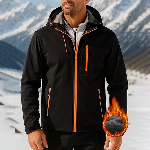 Royisotas Mens Winter Jackets Pockets Coats Fleece Waterproof Warm Windproof Rain Jackets for Men Hooded