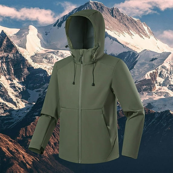 Royisotas Mens Winter Jackets Waterproof Big and Tall Coats Hooded Winbreaker Hiking Rain Jackets for Men Long Sleeve