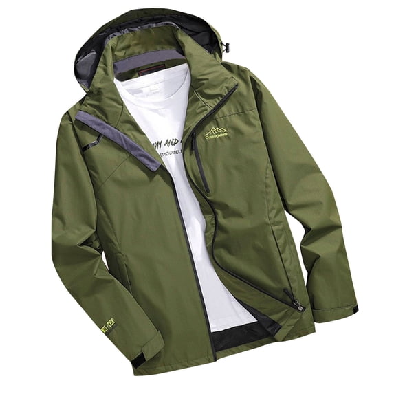 Royisotas Mens Winter Jackets Waterproof Coats Winbreaker Pockets Big and Tall Hooded Rain Jackets for Men Long Sleeve