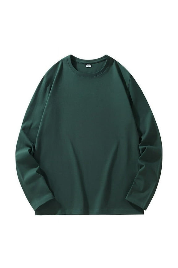 Mens Winter Shirts Lightweight Long Sleeve Tops Plain Casual Big and Tall Crewneck T Shirts for Men Green