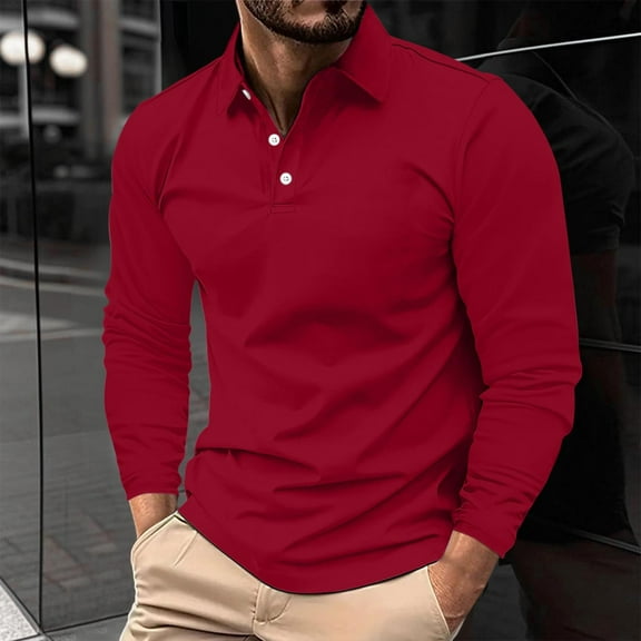 Royisotas Mens Work Shirts Shirt Button Down Lapel Polo Long Sleeve Tops for Men