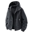 thumbnail image 1 of Royisotas Mens Workwear Jackets Lightweight Outwear Hooded Big and Tall Long Sleeve Warm Solid Color Zipper Coats for Men, 1 of 8
