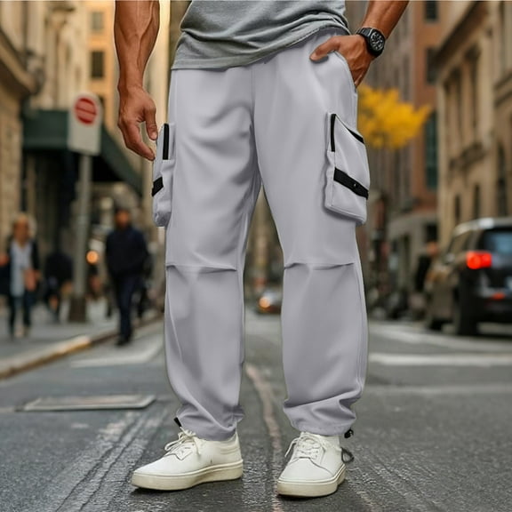 Royisotas Mens with Pockets Pants Work Straight Leg Gray Cargo Winter Pants for Men Dressy