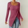 thumbnail image 1 of Royisotas Oversized Sweaters for Women Loose Knitted Sweaters Crewneck Dressy Irregular Long Sleeve Womens Tops Lightweight, 1 of 6