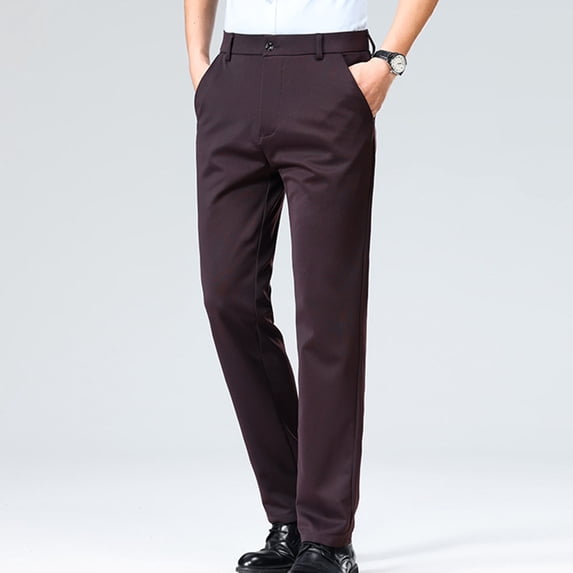 Royisotas Pants for Men Cotton Business Summer Work Mens Pants Elastic Waist