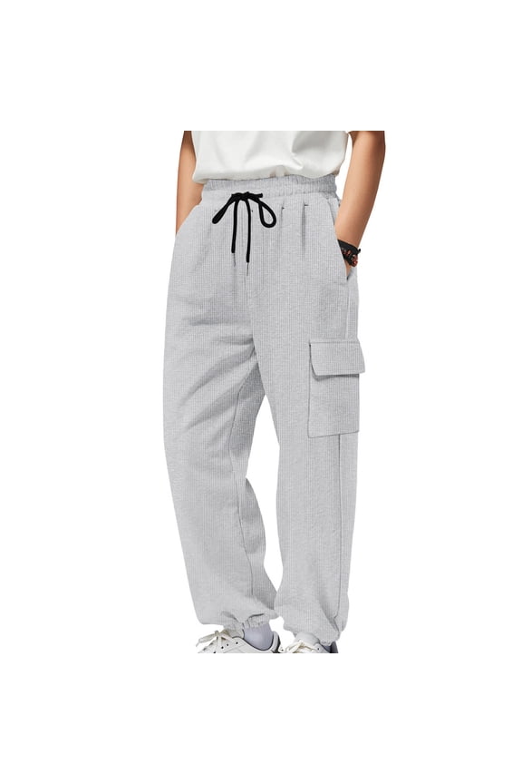 Pants for Men Waffle Work Elastic Waist Cargo Winter Gray Dressy Mens Pants