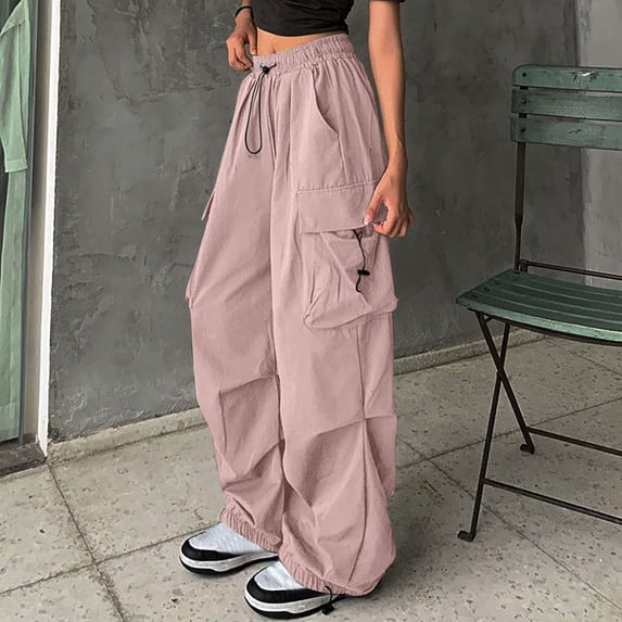 Royisotas Pants for Women Elastic Waist Summer Athletic Cargo Straight Leg Straight Leg Trendy Womens Pant