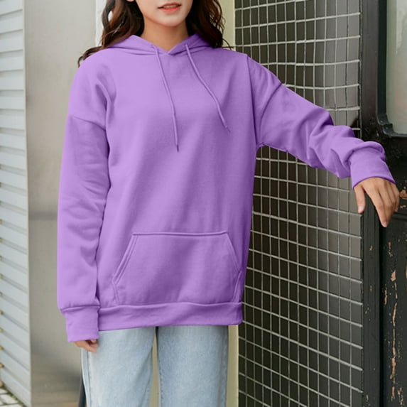 Royisotas Plain Hoodies and Sweatpants For Women Plus Size Fall and Winter Long Sleeve Pullover Casual Drawstring with Pockets Hooded Shirts