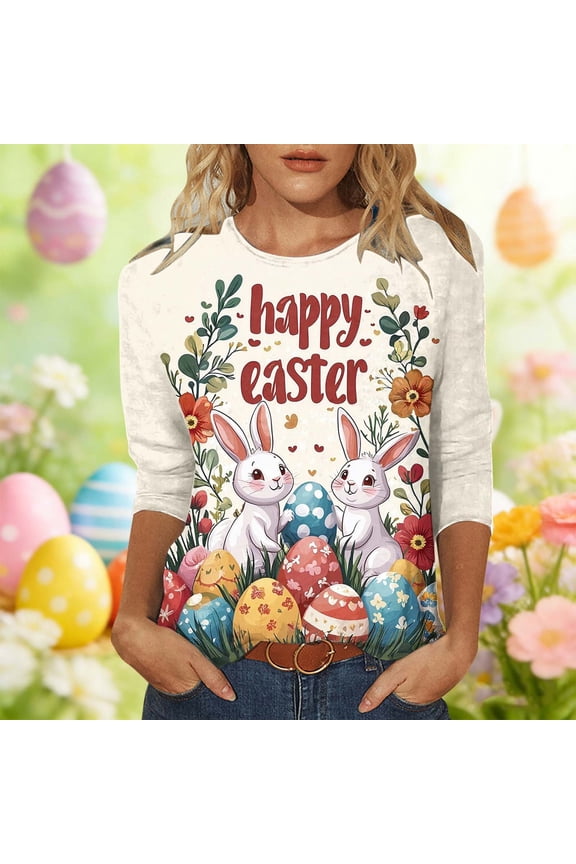 Plus Size Easter Shirts for Women Funny Bunny Rabbit Graphic T-Shirt Easter Holiday Short Sleeve Tee Tops