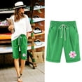 thumbnail image 1 of Royisotas Plus Size Shorts for Women Casual Summer Loose Bermuda Shorts Straight Drawstring Elastic Waist Pocket Floral Graphic Shorts, 1 of 3