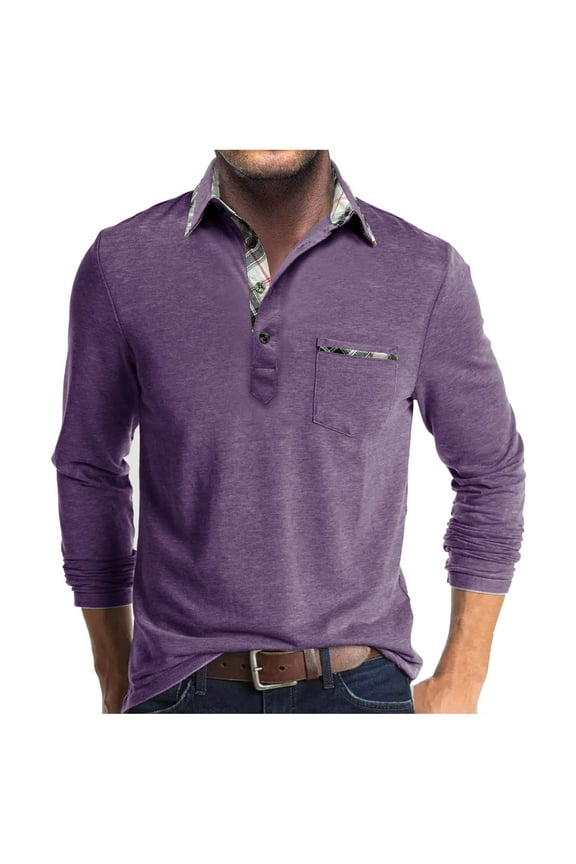 Polo Shirts for Men Long Sleeve Casual Shirt Work Pockets Collared Mens Tops