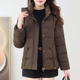 thumbnail image 1 of Royisotas Puffer Jackets for Women,Coats for Women,Zipper with Hood Detachable Outerwear Plus Size Long Sleeve Spring Pockets Oversized,Brown,Cotton,5xl, 1 of 7