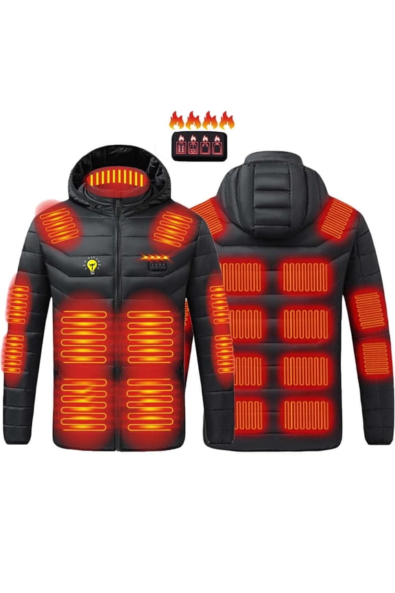 Puffer Jackets for Men Winter Big and Tall Outwear Pockets Fashion Long Sleeve Solid Color Mens Coats Heated