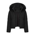 thumbnail image 1 of Royisotas Puffer Jackets for Women,Coats for Women,Long Sleeve Warm Zip up Crop Coats with Hood,Black,Nylon,2xl, 1 of 6