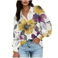 thumbnail image 1 of Royisotas Puffy Sleeve Womens Tops Fall and Winter Soft Long Sleeve Casual Womens Button Down Shirt Floral Collared Purple Button up Shirts, 1 of 7