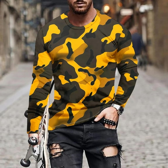 Royisotas Pullover Shirts for Men Loose Long Sleeve Casual Fashion Graphic Mens T Shirts Big and Tall