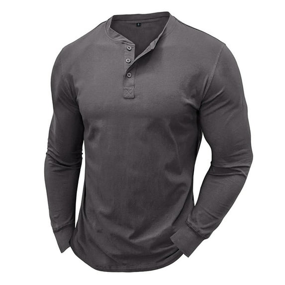 Royisotas Pullover T Shirts for Men Henley Long Sleeve Tops Athletic Button Down Fashion Casual Mens Shirts