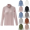 thumbnail image 1 of Royisotas Pullover Tops for Women Turtleneck Shirts Plain Fashion Long Sleeve Cotton Womens T Shirts, 1 of 4