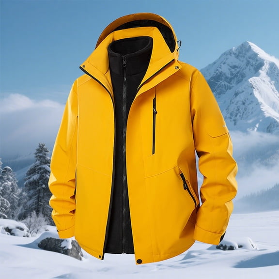 Royisotas Rain Jackets for Men Big and Tall with Hood Coats Winbreaker Winter Mens jackets Warm