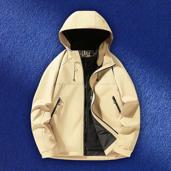 Royisotas Rain Jackets for Men Windproof Sport Coats Running Hooded Long Sleeve Mens jackets Winter