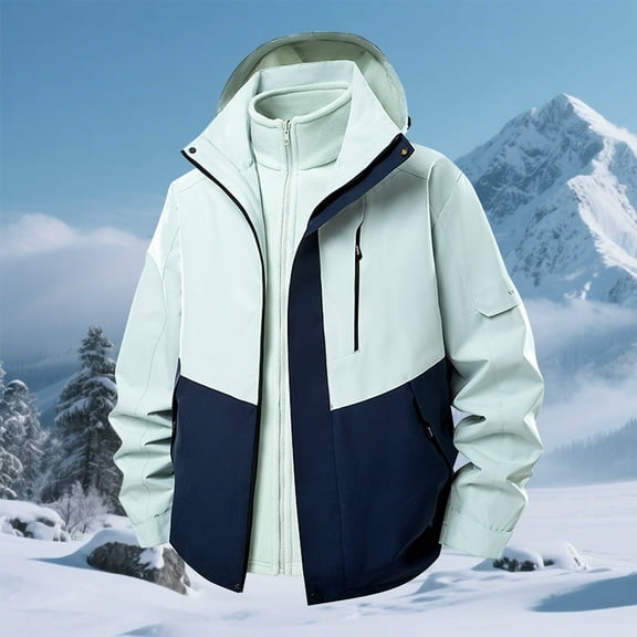 Royisotas Rain Jackets for Men with Hood Winter Coats Winbreaker Hiking Long Sleeve Mens jackets