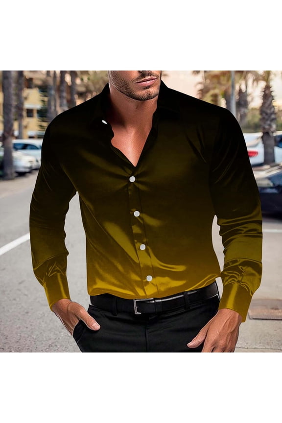 Shirts for Men Long Sleeve Button Down Shirt Party Dancing Mens Tops Fashion