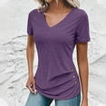thumbnail image 1 of Royisotas Short Sleeve Tops for Women Summer Shirts Solid Color Button Purple Fashion Womens Blouses Tunic, 1 of 4