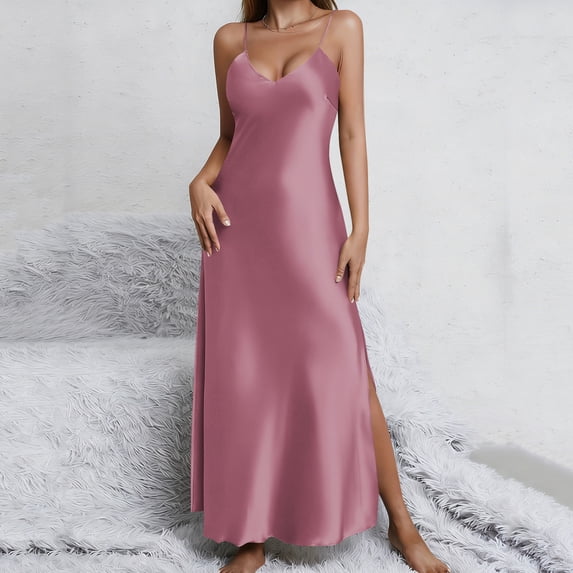 Royisotas Silk Dresses for Women Tunic Sleeveless Summer Satin Womens Dress Fashion