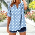 thumbnail image 1 of Royisotas Sky Blue Tops for Women Plus Size Tshirt Summer Casual Short Sleeve Shirts Polka Dot V-Neck Button Womens T Shirts, 1 of 1