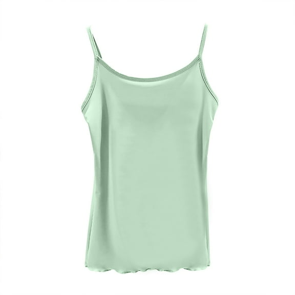 Royisotas Sleeveless Women's Tank Tops Plus Green Summer Casual Womens Camisoles and Tanks Thin Strap Crew Neck Flounce Loose Women's Tanks & Camis