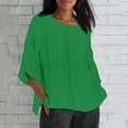 thumbnail image 1 of Royisotas Solid Color Womens Summer Tops Plus Size Green Casual 3/4 Sleeve Crew Neck Womens Shirts Plus Size, 1 of 6