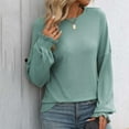 thumbnail image 1 of Royisotas Strips Women Tops Long Sleeve Autumn Casual Green Plus Size for Womens Shirts Smocked Cuffs Loose Crew Neck T Shirts, 1 of 7