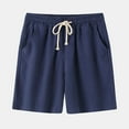 thumbnail image 1 of Royisotas Summer Beach Shorts for Men Linen Cotton Athletic Thin Drawstring Fashion Mens Short, 1 of 7