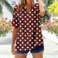 thumbnail image 1 of Royisotas Summer Tops for Women Short Sleeve Casual Wine Shirts Polka Dot V-Neck Button Womens Tshirt, 1 of 1