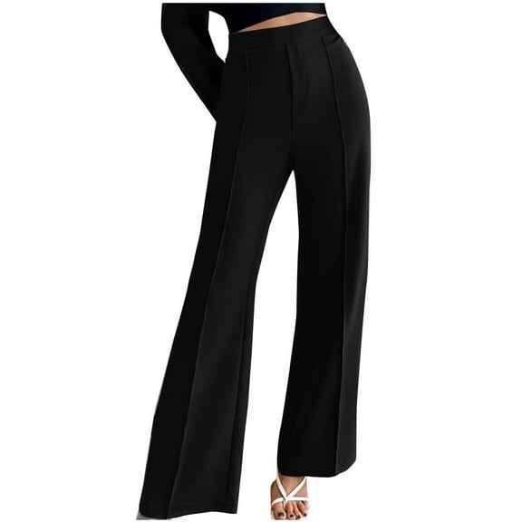 Royisotas Fall Women Pants High Waist Wide Leg Trousers Casual Flat Front Pants Stretch